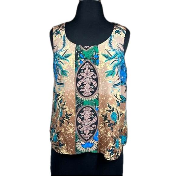 Citron Santa Monica 100% Silk Sleeveless Tank Top Blouse Abstract Lagenlook MP - Picture 1 of 10